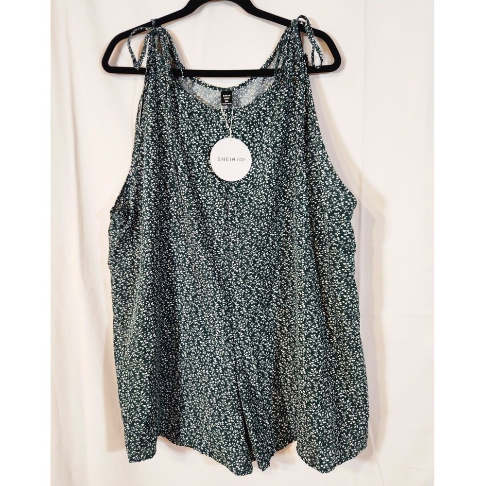 NEW Shein Size 18 $28 Allover Ditsy Floral Print Tie Shoulder Cami Boho Romper